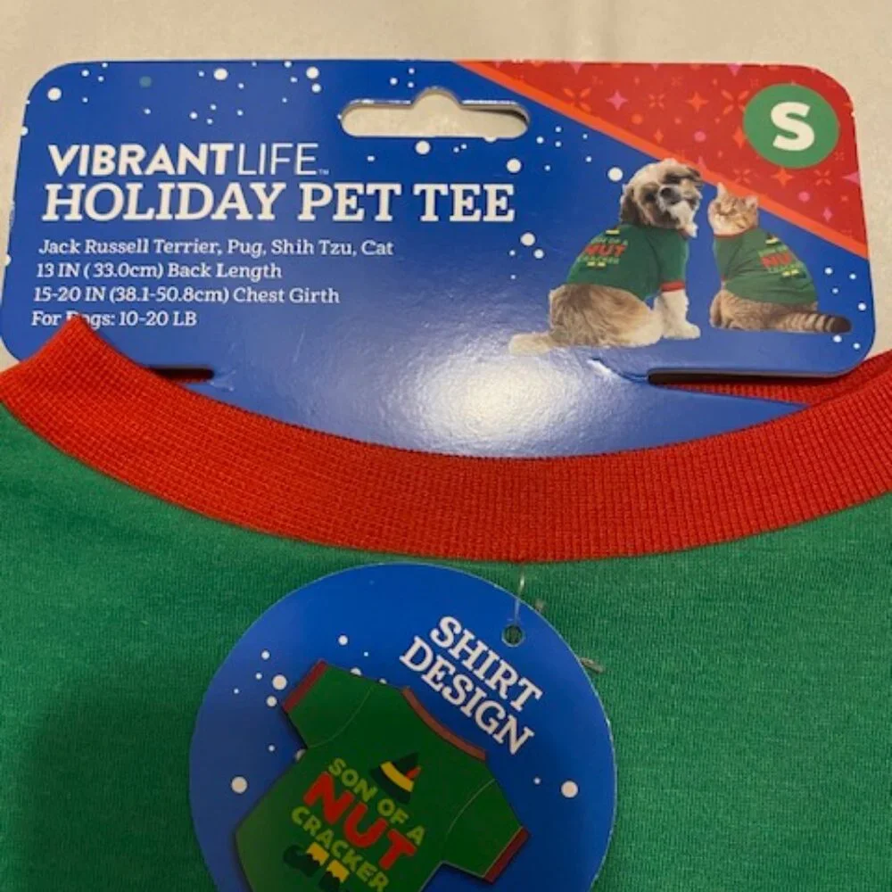Vibrant Life PET Holiday TEE Size: S For Dogs:10-20 LB, Cats: Up to 15LB